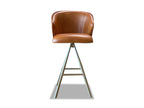 Vorderansicht Design Barhocker Leder in der Lederfarbe Cognac 
