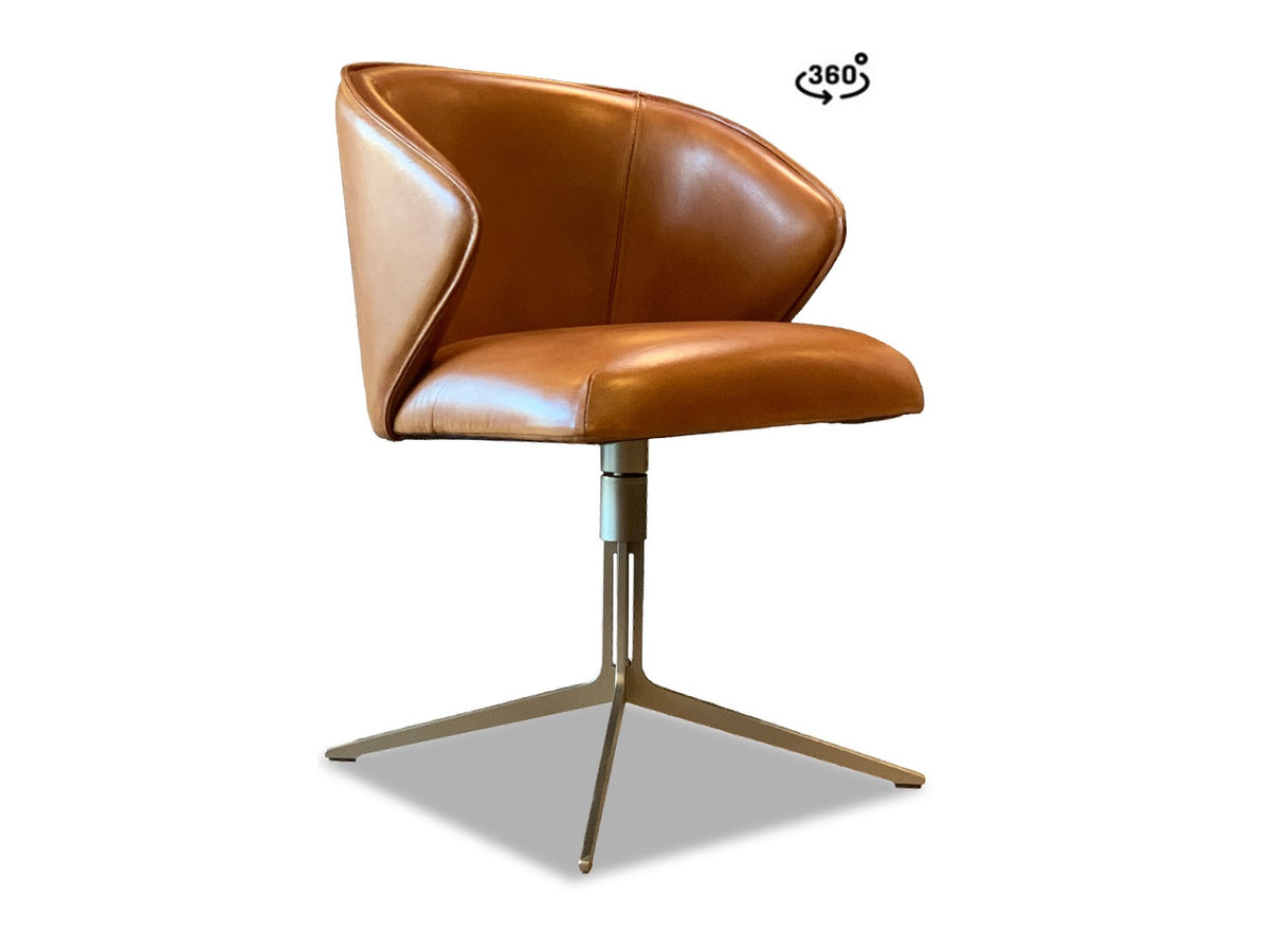 Design Esszimmerstuhl Leder Drehfunktion Lederfarbe Cognac