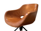 Detailansicht Sitzschale Drehbarer Lederstuhl Cognac