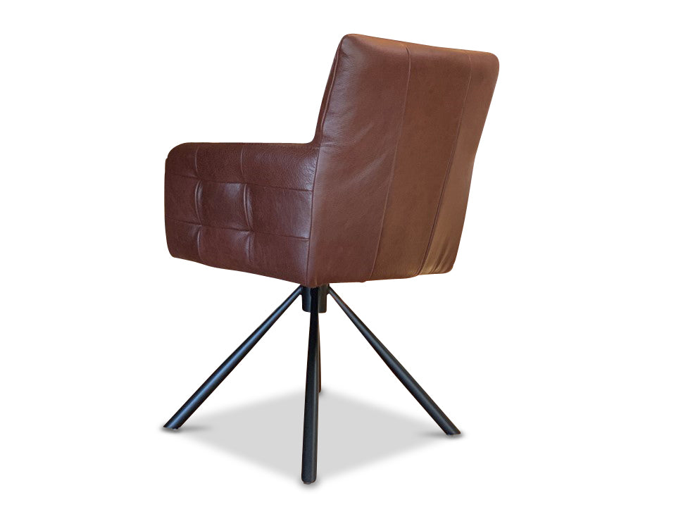 Rückseite Drehstuhl Leder in der Lederfarbe Braun