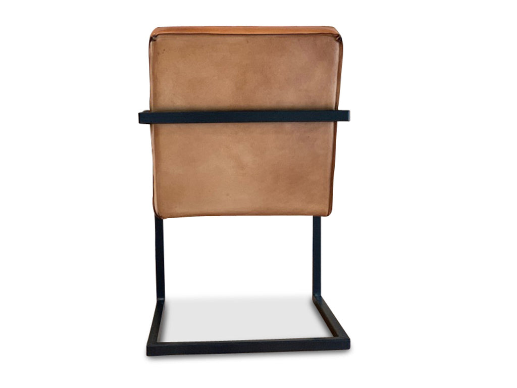 Rückseite eines Stuhl Echtleder Freischwinger. Stuhl Farbe Cognac