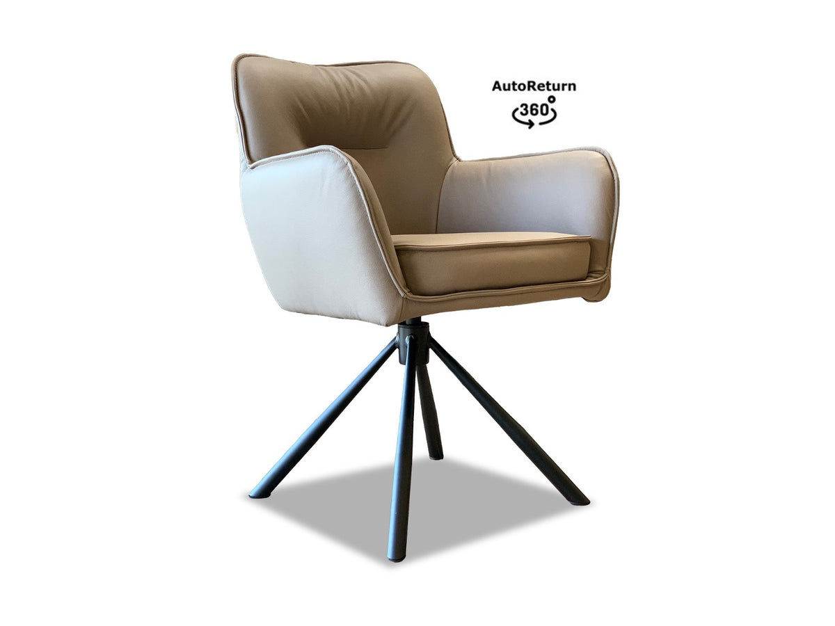 Esszimmerdrehstuhl Leder Beige