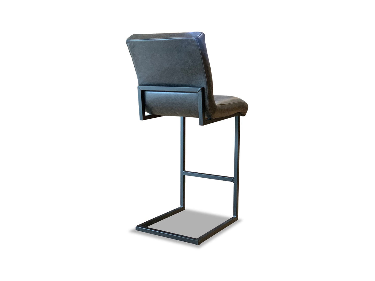 Leder Barhocker im Industrial Design Lederfarbe Schwarz 