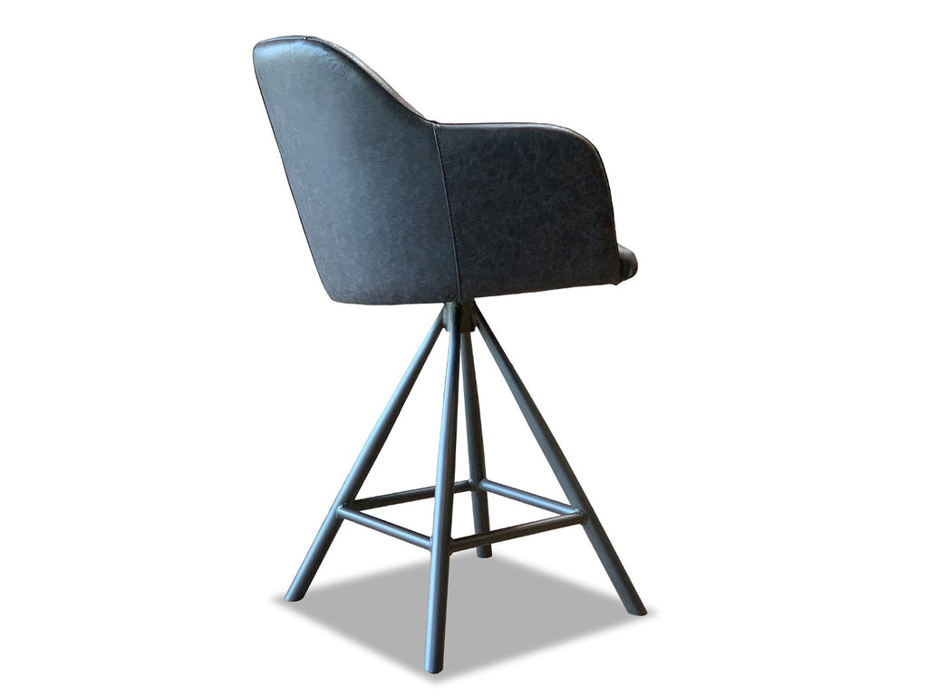Seitenansicht Leder Barhocker drehbar schwarzes Leder