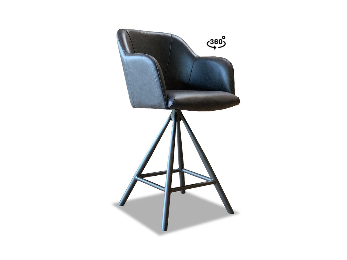 Leder Barhocker drehbar schhwarz