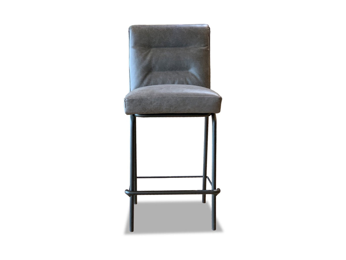 Leder Barstuhl Ansicht Vorderseite graues Leder 