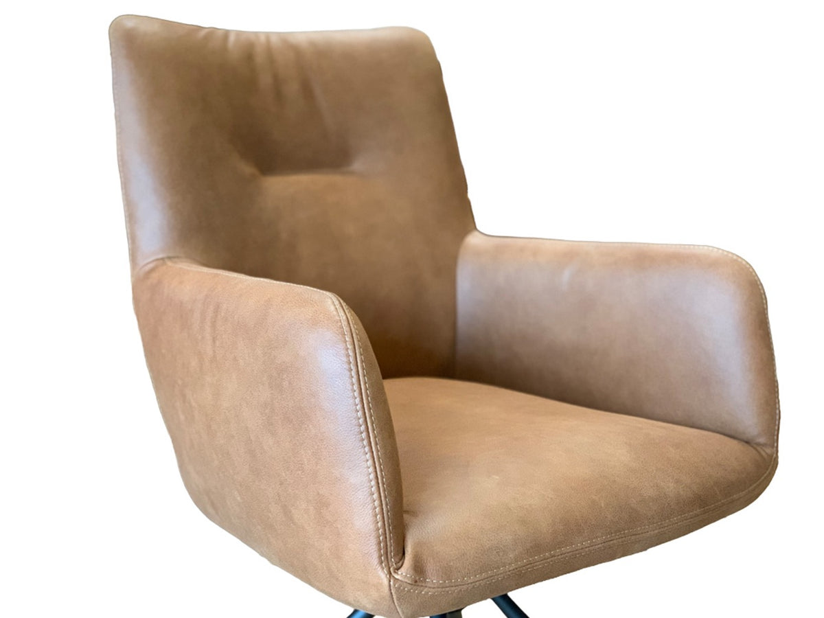 Ansicht Sitzschale Leder Esszimmer Drehstuhl Lederfarbe Cognac 
