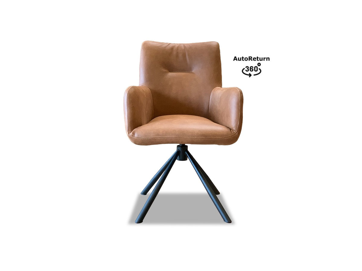 Leder Esszimmer Drehstuhl Cognac 