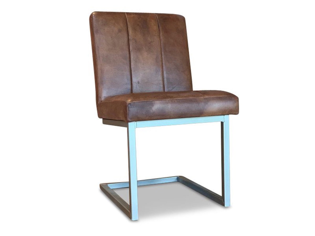 Leder Freischwinger Stuhl braun 