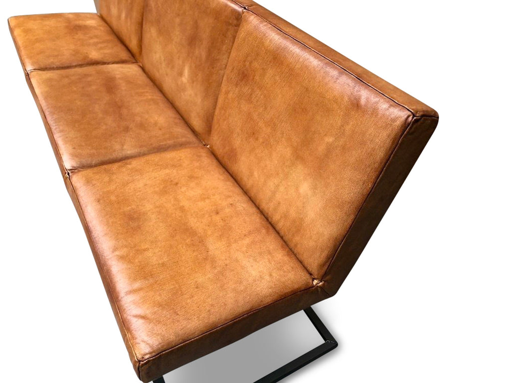 Ansicht Leder Sitzbank Polster Farbe Cognac