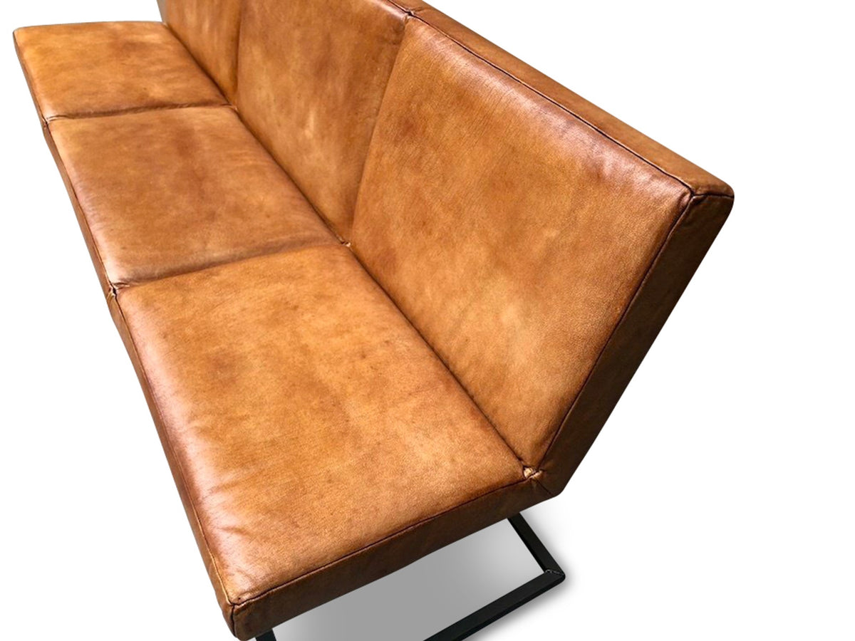 Ansicht Leder Sitzbank Polster Farbe Cognac