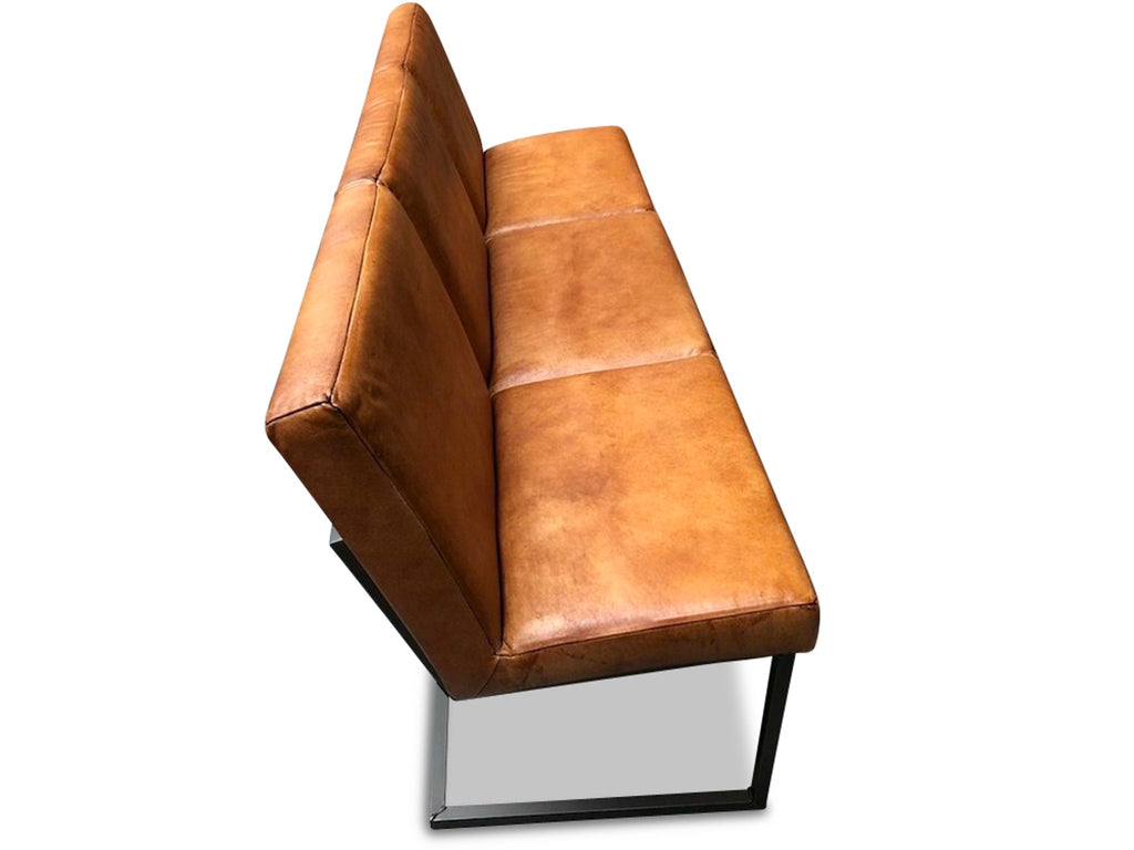Seitenansicht Leder Sitzbank Farbe Cognac