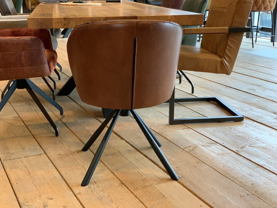 Ansicht Stuhlrücken Schalenstuhl Leder drehbar Braun