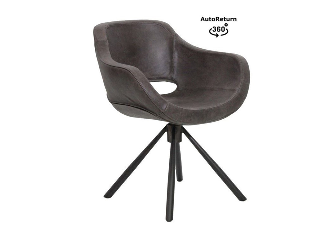 Schalenstuhl drehbar Leder in der Lederfarbe Braun 