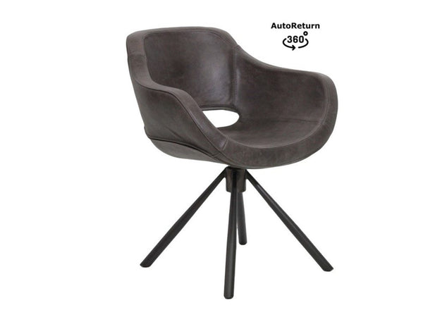 Schalenstuhl drehbar Leder in der Lederfarbe Braun 